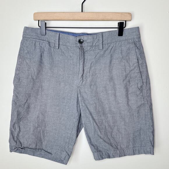Banana Republic Aiden Short‎ 9.5" Inseam Size 32 Chambray Gray Flat Front Preppy - Picture 1 of 8